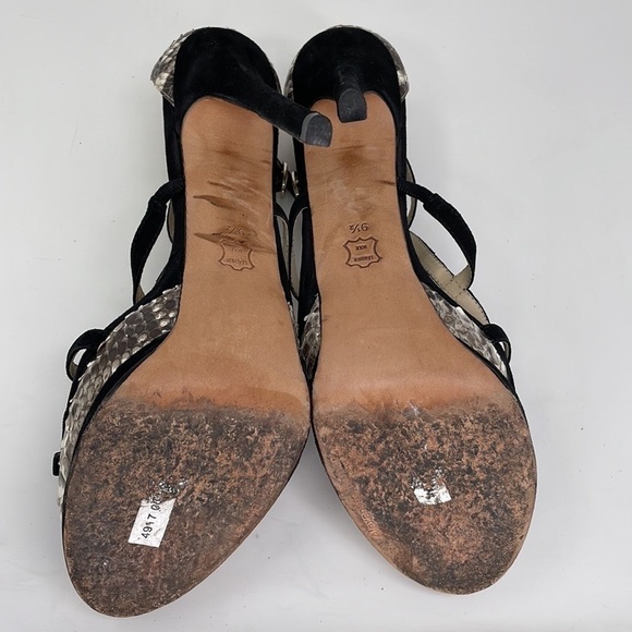 Alexandre Birman Shoes Heels Sandals Python Snakeskin Black Suede Leather 9.5 - Picture 12 of 14